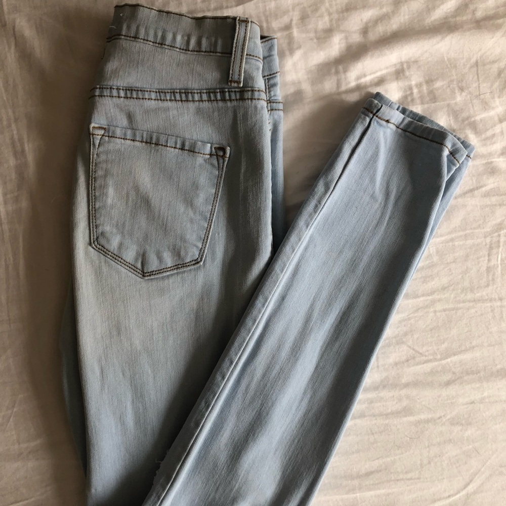 Fashion Nova Glistening Jeans - Light Blue Was